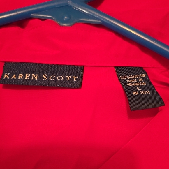 Karen Scott Women's Red Short Sleeve Blouse L - Picture 2 of 3